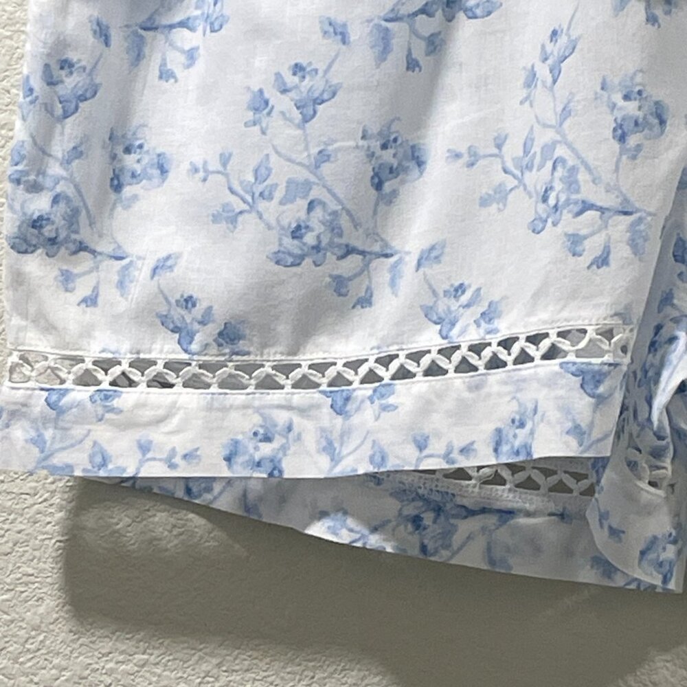 NWT, CAROLINE CONSTAS 2 Piece Cami/Shorts Woven Pajama Set, White/Blue - S - Picture 9 of 15